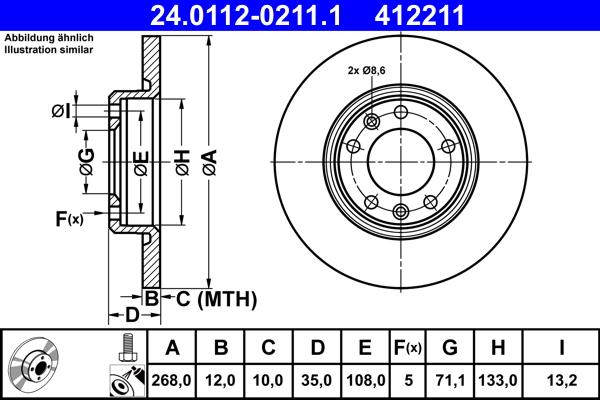 ATE 24.0112-0211.1 - Brake Disc autospares.lv