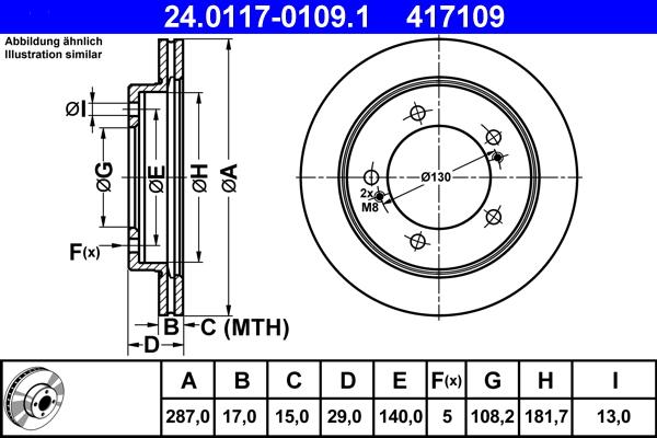 ATE 24.0117-0109.1 - Brake Disc autospares.lv