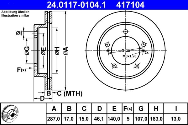 ATE 24.0117-0104.1 - Brake Disc autospares.lv