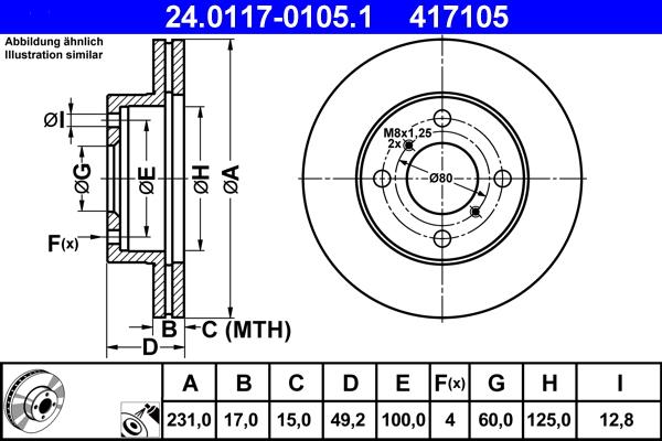 ATE 24.0117-0105.1 - Brake Disc autospares.lv