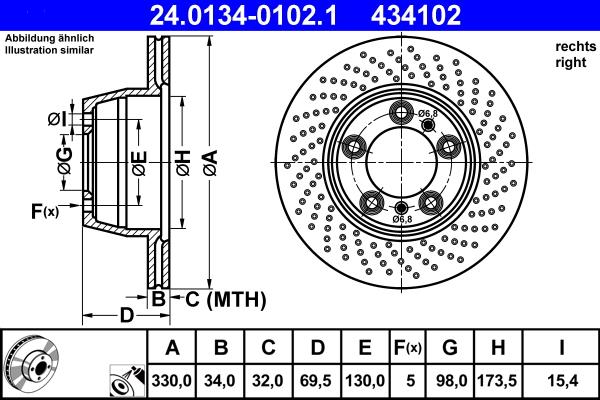 ATE 24.0134-0102.1 - Brake Disc autospares.lv