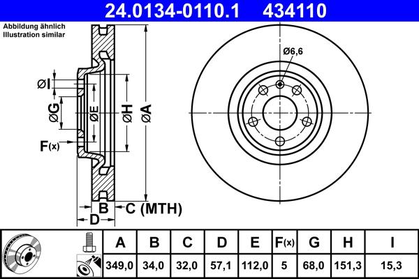 ATE 24.0134-0110.1 - Brake Disc autospares.lv