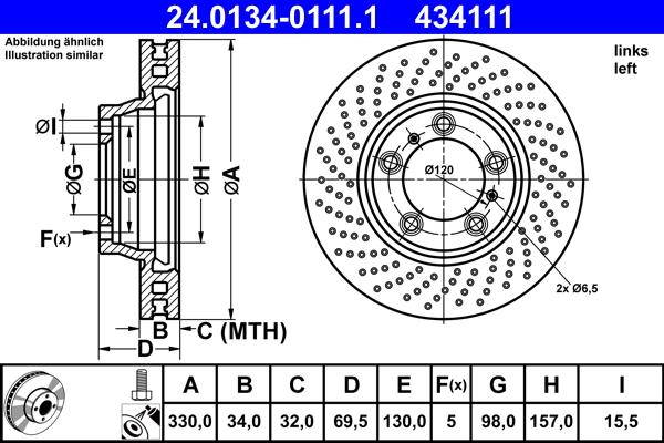 ATE 24.0134-0111.1 - Brake Disc autospares.lv