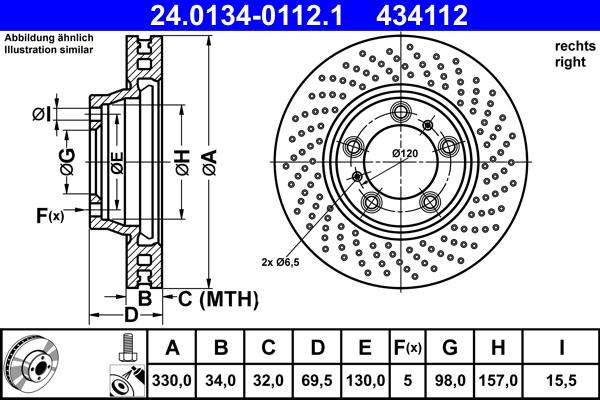 ATE 24.0134-0112.1 - Brake Disc autospares.lv