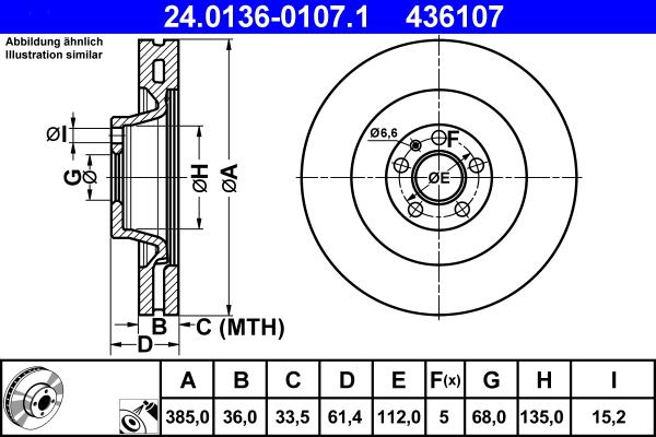 ATE 24.0136-0107.1 - Brake Disc autospares.lv