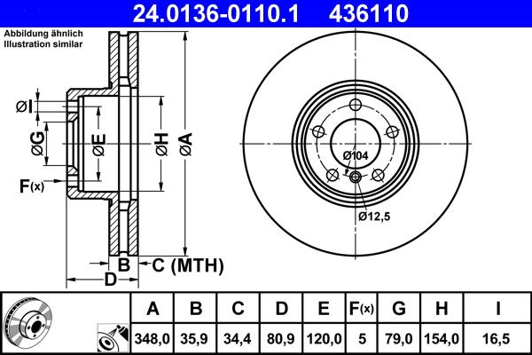 ATE 24.0136-0110.1 - Brake Disc autospares.lv