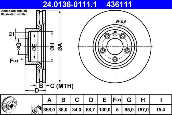 ATE 24.0136-0111.1 - Brake Disc autospares.lv