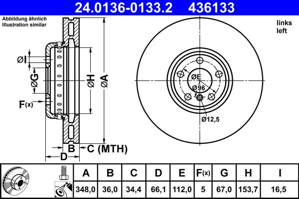 ATE 24.0136-0133.2 - Brake Disc autospares.lv