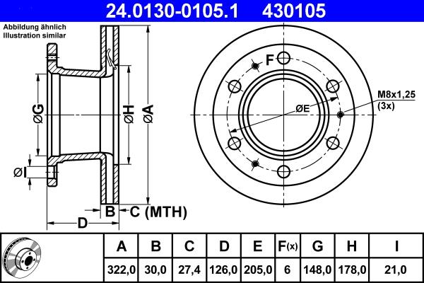 ATE 24.0130-0105.1 - Brake Disc autospares.lv