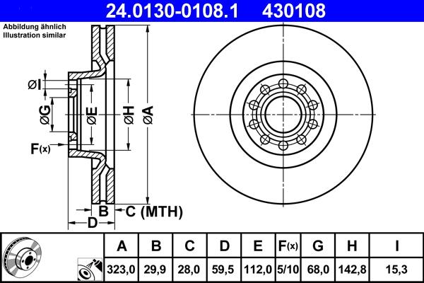 ATE 24.0130-0108.1 - Brake Disc autospares.lv