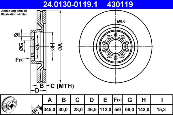 ATE 24.0130-0119.1 - Brake Disc autospares.lv