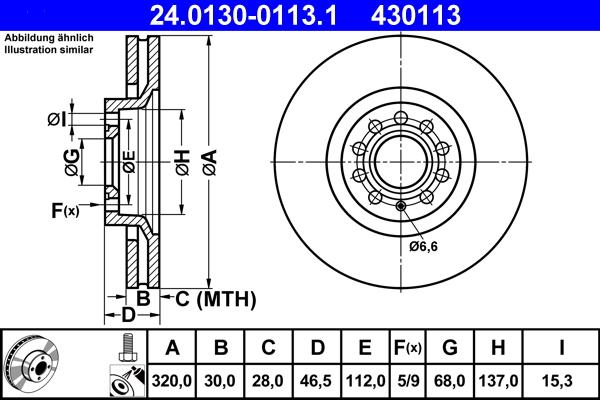 ATE 24.0130-0113.1 - Brake Disc autospares.lv