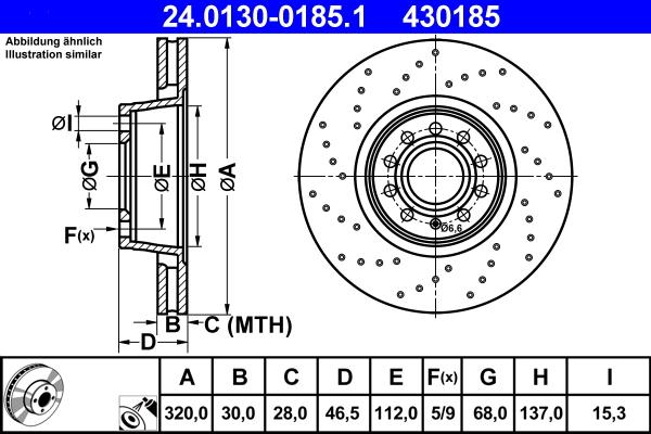 ATE 24.0130-0185.1 - Brake Disc autospares.lv