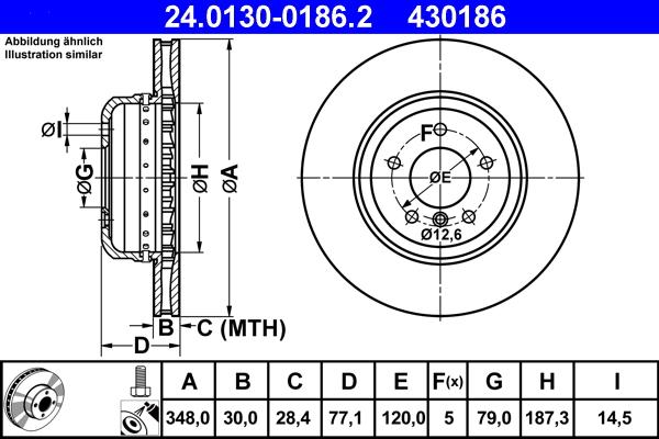 ATE 24.0130-0186.2 - Brake Disc autospares.lv