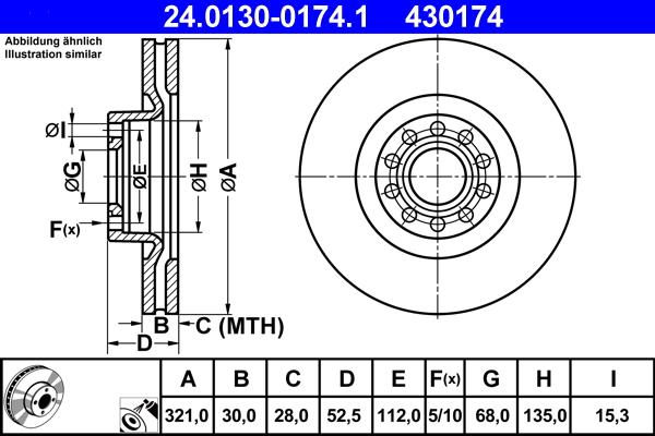 ATE 24.0130-0174.1 - Brake Disc autospares.lv