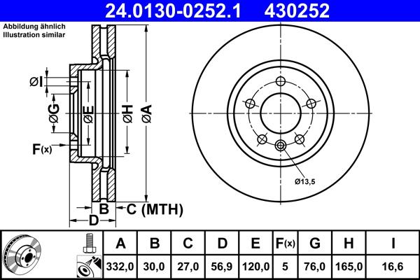 ATE 24.0130-0252.1 - Brake Disc autospares.lv