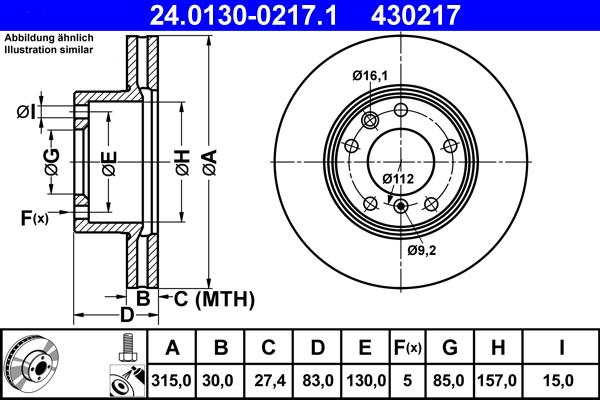 ATE 24.0130-0217.1 - Brake Disc autospares.lv