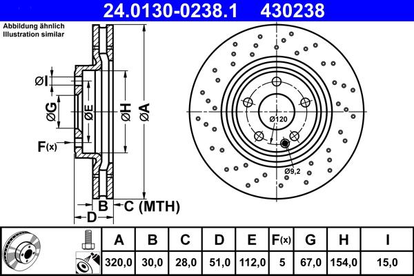 ATE 24.0130-0238.1 - Brake Disc autospares.lv