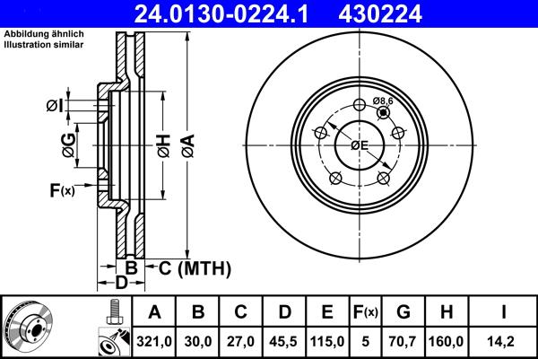 ATE 24.0130-0224.1 - Brake Disc autospares.lv