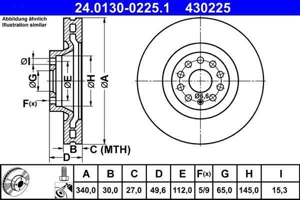 ATE 24.0130-0225.1 - Brake Disc autospares.lv