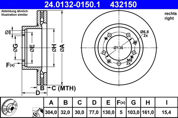 ATE 24.0132-0150.1 - Brake Disc autospares.lv