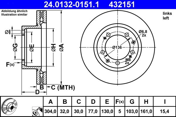 ATE 24.0132-0151.1 - Brake Disc autospares.lv