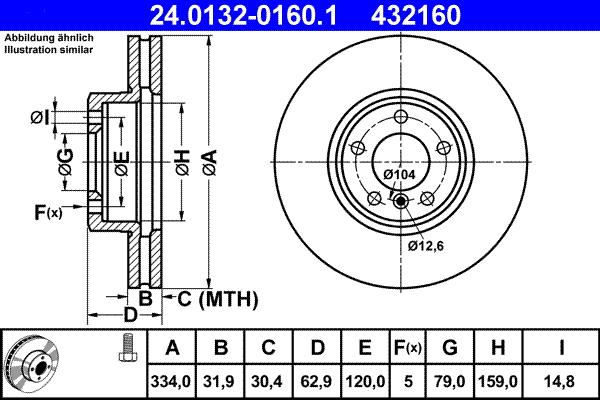 ATE 24.0132-0160.1 - Brake Disc autospares.lv