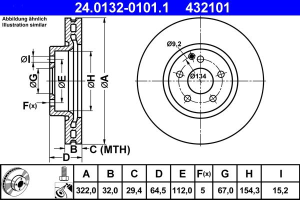 ATE 24.0132-0101.1 - Brake Disc autospares.lv