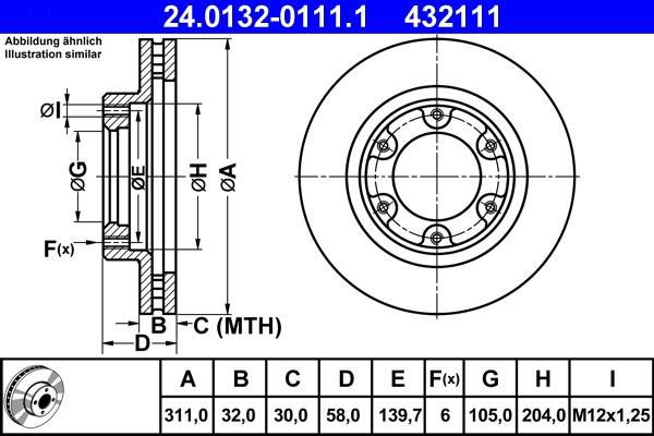 ATE 24.0132-0111.1 - Brake Disc autospares.lv