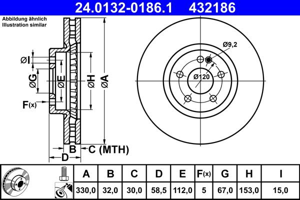 ATE 24.0132-0186.1 - Brake Disc autospares.lv