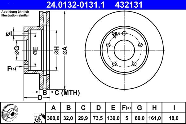 ATE 24.0132-0131.1 - Brake Disc autospares.lv