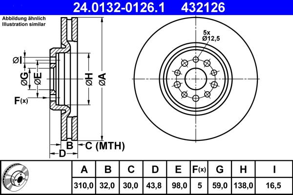 ATE 24.0132-0126.1 - Brake Disc autospares.lv