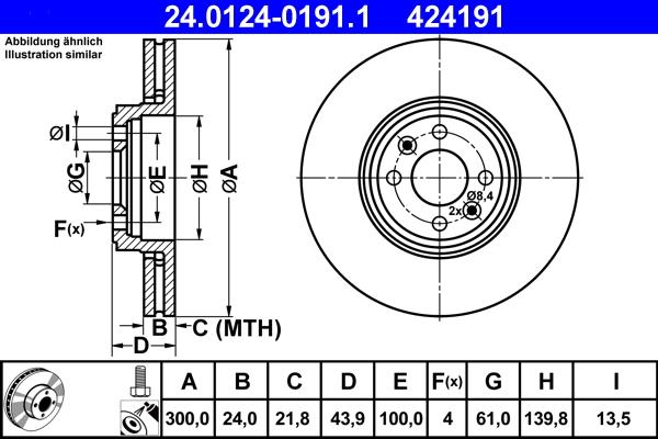 ATE 24.0124-0191.1 - Brake Disc autospares.lv