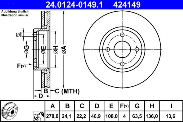 ATE 24.0124-0149.1 - Brake Disc autospares.lv