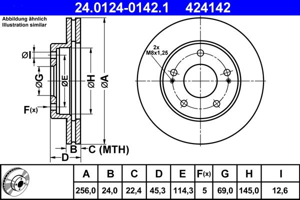 ATE 24.0124-0142.1 - Brake Disc autospares.lv