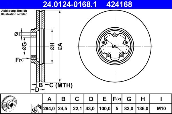 ATE 24.0124-0168.1 - Brake Disc autospares.lv