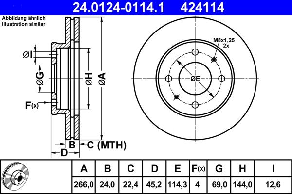 ATE 24.0124-0114.1 - Brake Disc autospares.lv