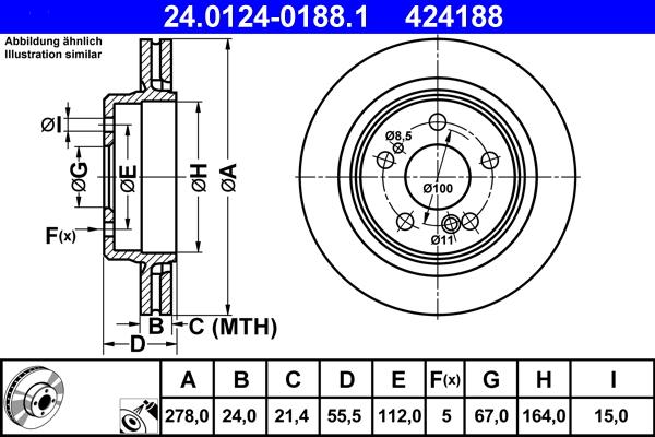 ATE 24.0124-0188.1 - Brake Disc autospares.lv