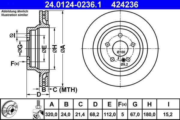 ATE 24.0124-0236.1 - Brake Disc autospares.lv