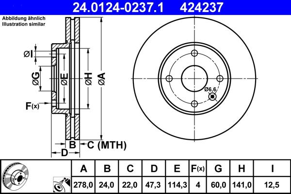 ATE 24.0124-0237.1 - Brake Disc autospares.lv