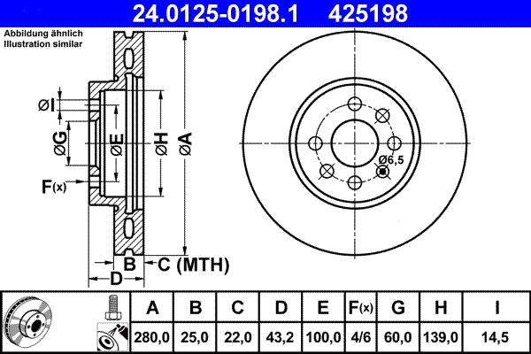 ATE 24.0125-0198.1 - Brake Disc autospares.lv