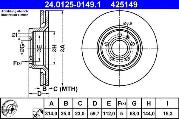 ATE 24.0125-0149.1 - Brake Disc autospares.lv