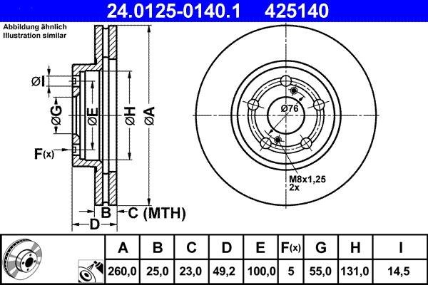 ATE 24.0125-0140.1 - Brake Disc autospares.lv