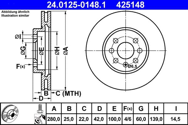 ATE 24.0125-0148.1 - Brake Disc autospares.lv