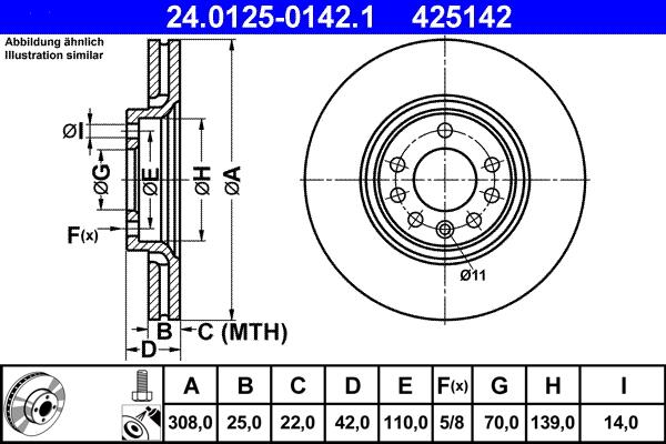 ATE 24.0125-0142.1 - Brake Disc autospares.lv