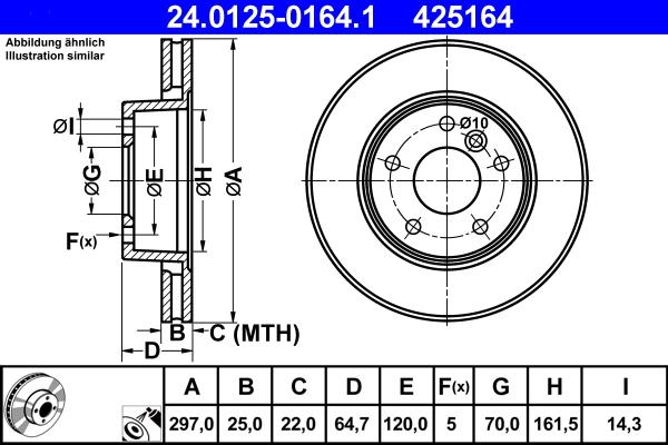 ATE 24.0125-0164.1 - Brake Disc autospares.lv