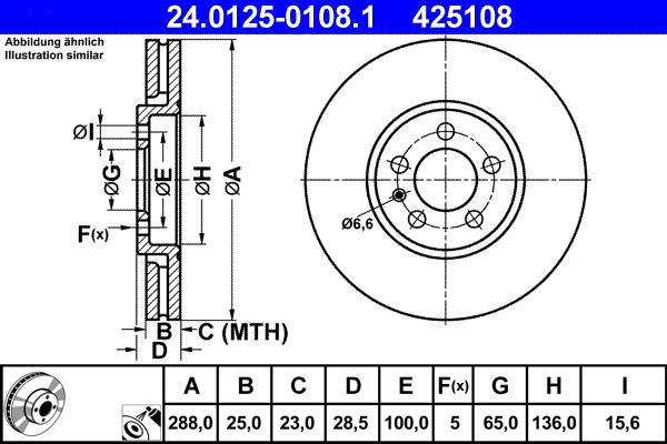 ATE 24.0125-0108.1 - Brake Disc autospares.lv