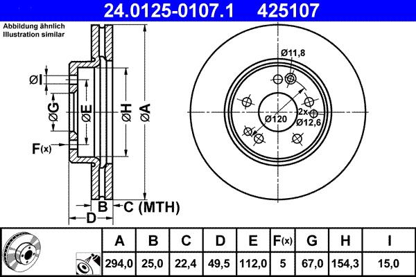 ATE 24.0125-0107.1 - Brake Disc autospares.lv