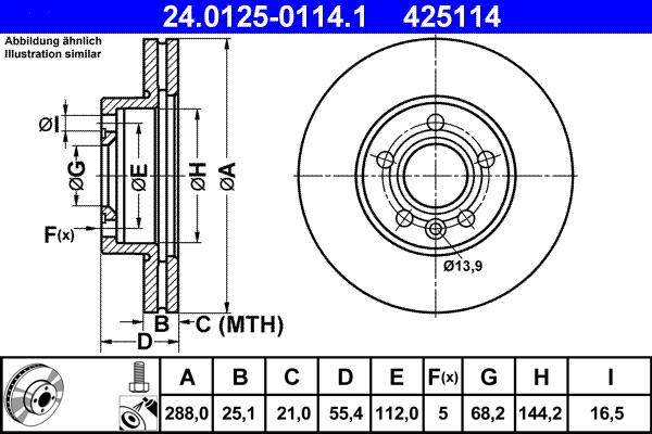 ATE 24.0125-0114.1 - Brake Disc autospares.lv