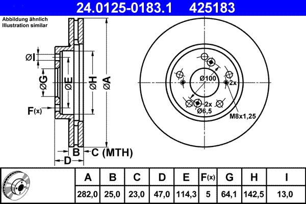 ATE 24.0125-0183.1 - Brake Disc autospares.lv